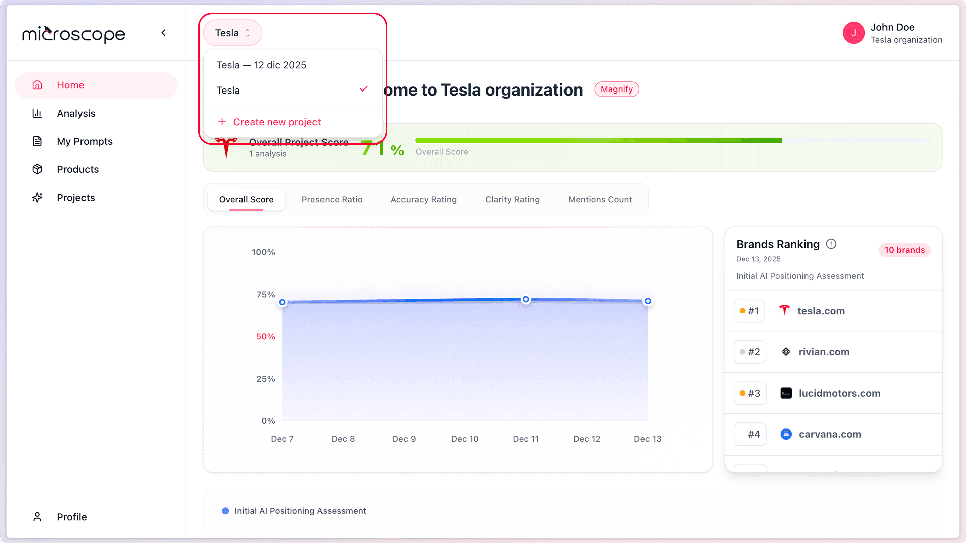 Screenshot: 04 02 project selector