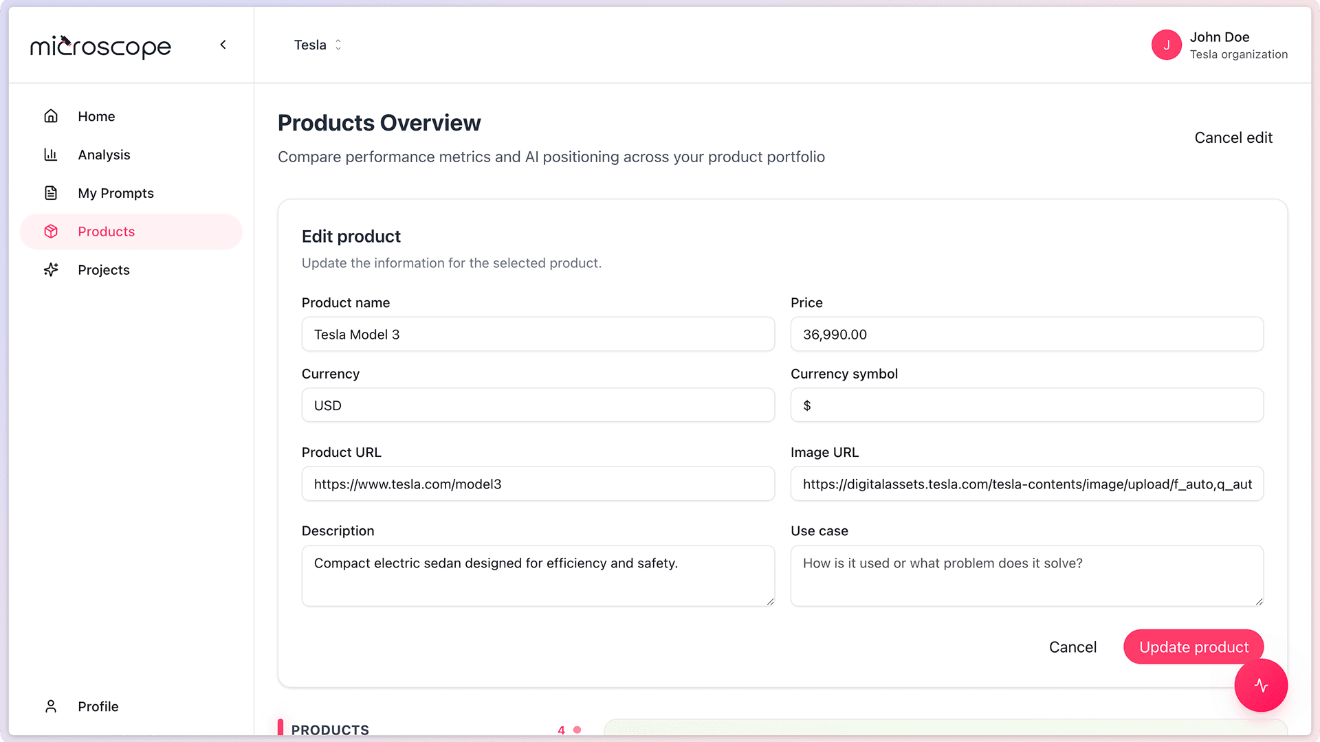 Screenshot: 02 16 edit product modal